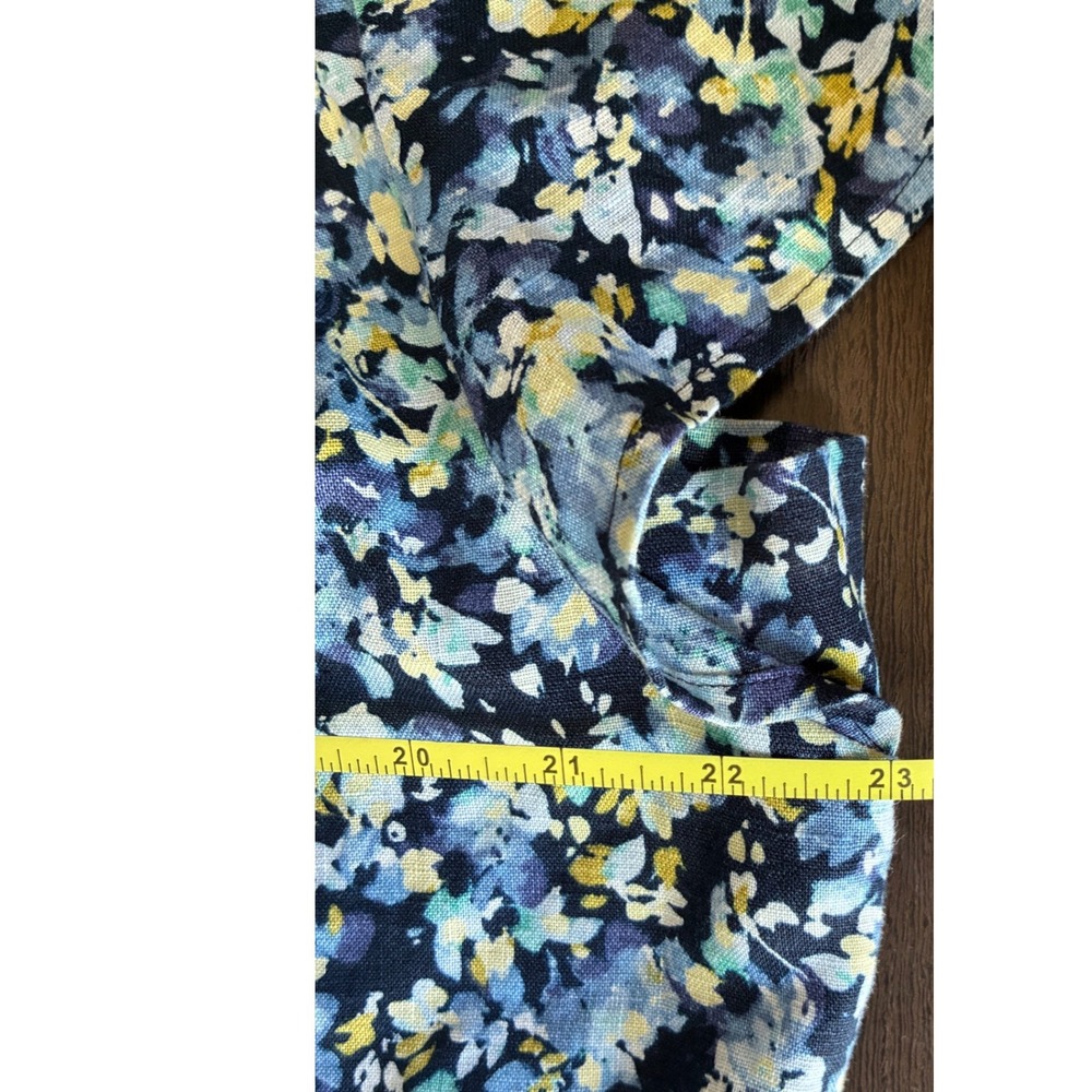 J. Jill Love Linen Blue Floral Shift Dress Short Sleeve Size L WDR237531 - Picture 4 of 9